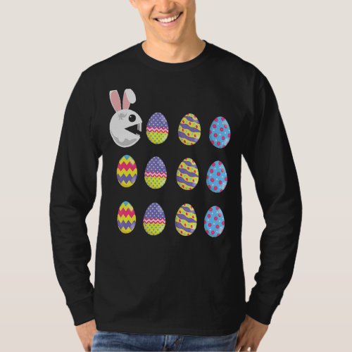 Bunny Eating Eggs Happy Easter Day Rabbit Easter E T_Shirt