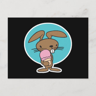 bunny eating ice cream postcard
