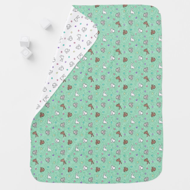 Bunny Egg Hunt reversible  Baby Blanket (In Situ)