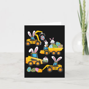 Bunny Eggs Construction Excavator Easter Day Boys Card