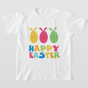 Bunny Eggs Cute Colorful Kids Happy Easter T-Shirt