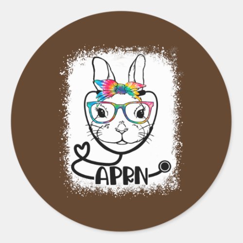 Bunny Face APRN Glasses Nurse Easter Day  Classic Round Sticker