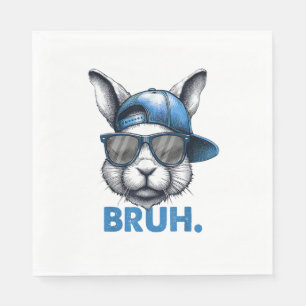 Bunny Face Bruh Meme Funny Saying Bro Greeting Eas Napkins