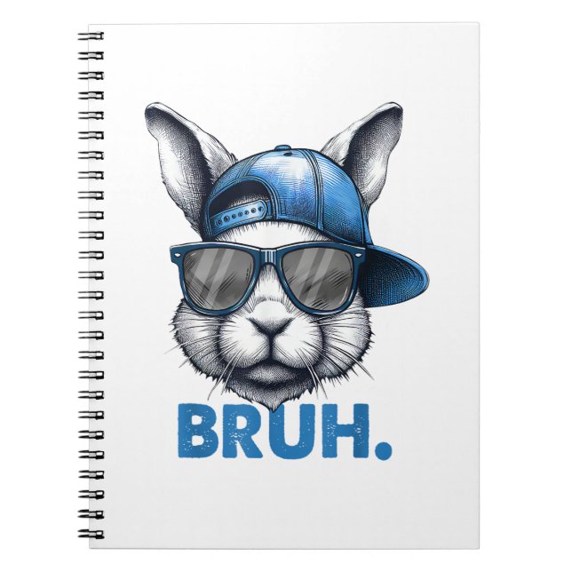 Bunny Face Bruh Meme Funny Saying Bro Greeting Eas Notebook (Front)