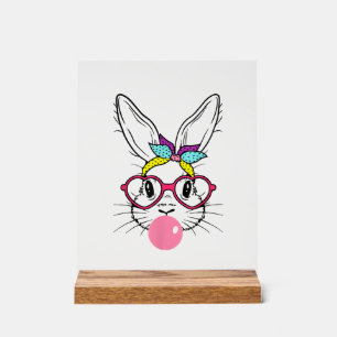 Bunny Face Bubblegum Blowing Glasses Headband Happ Acrylic Sign