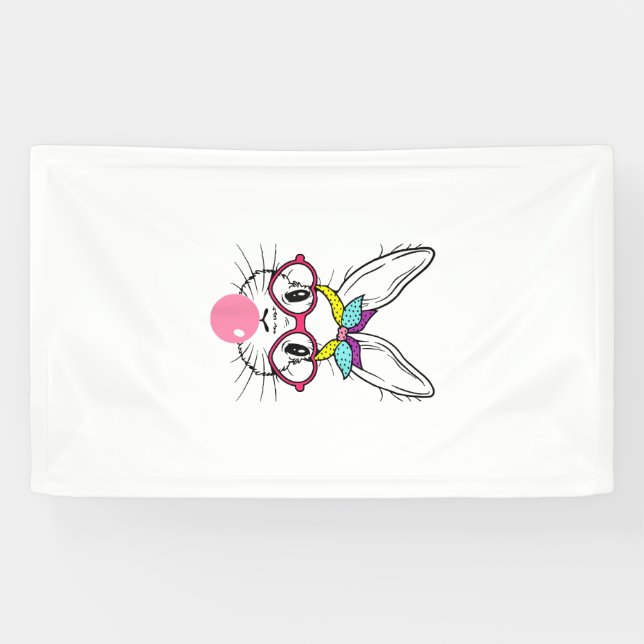 Bunny Face Bubblegum Blowing Glasses Headband Happ Banner (Horizontal)