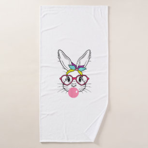 Bunny Face Bubblegum Blowing Glasses Headband Happ Bath Towel
