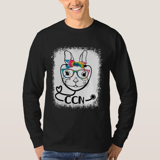 Bunny Face CCN Glasses Nurse Easter Day T-Shirt (Front)