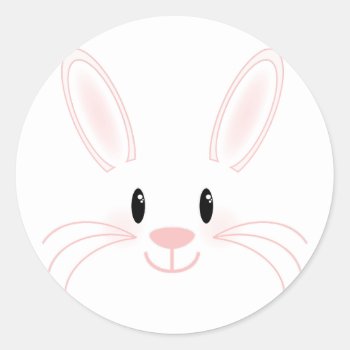 Bunny Face Classic Round Sticker by MGraphics at Zazzle