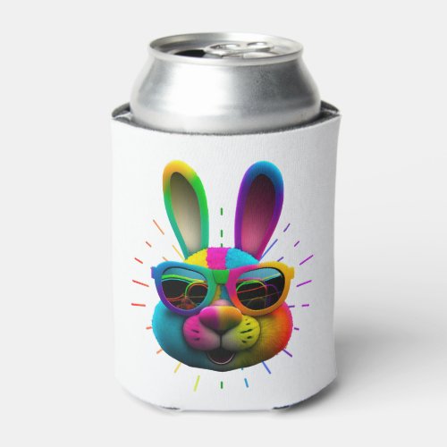 Bunny face Cool Easter Bunny with Glasses      Can Cooler