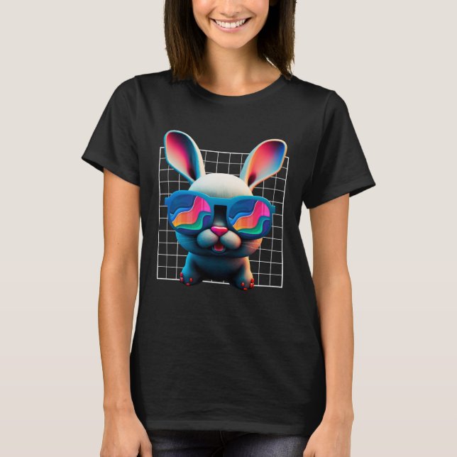 Bunny face Cool Easter Bunny with Glasses Easter 1 T-Shirt (Front)
