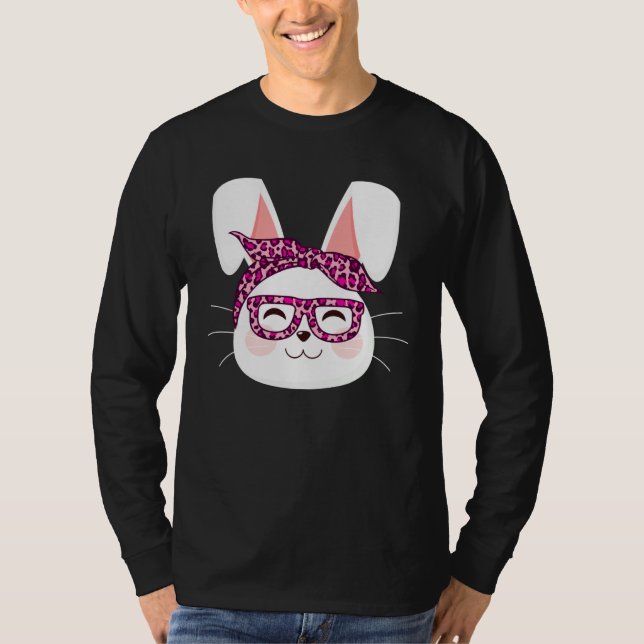 Bunny face Cool Easter Bunny with Glasses Easter   T-Shirt (Front)