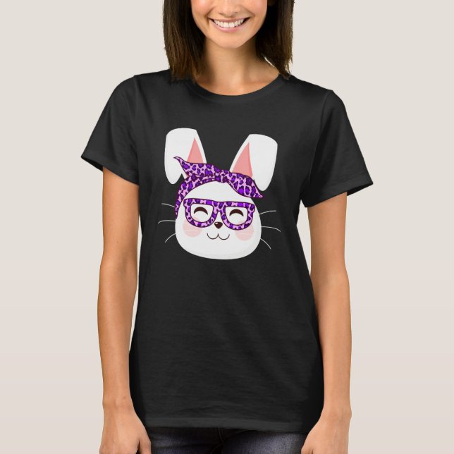 Bunny face Cool Easter Bunny with Glasses Easter   T-Shirt (Front)
