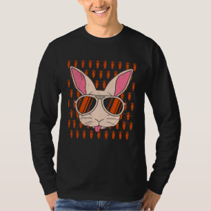 Bunny face Cool Easter Bunny with Glasses Easter T-Shirt