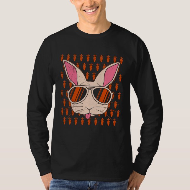Bunny face Cool Easter Bunny with Glasses Easter T-Shirt (Front)