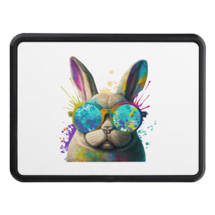 Bunny face Cool Easter Bunny with Glasses Hitch Cover
