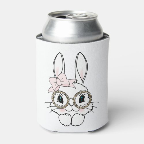 Bunny Face Easter Animal Print Glasses Spring Can Cooler