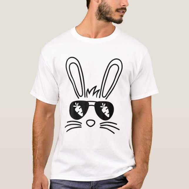 Bunny Face Easter Day Sunglasses Carrot Boys Girls T-Shirt (Front)