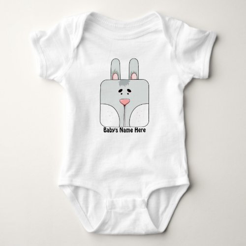Bunny Face in Gray Personalized Baby Bodysuit