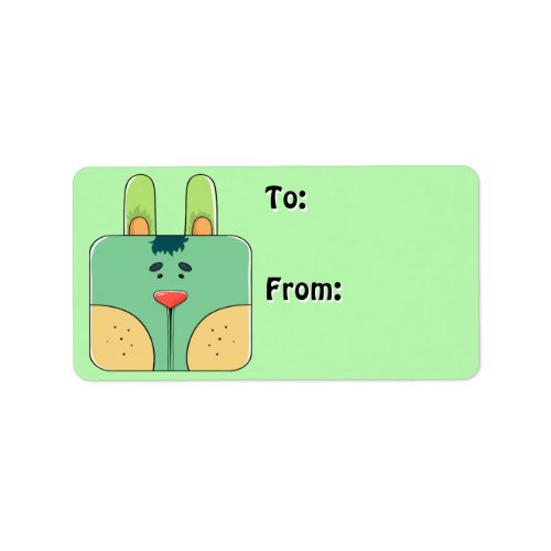 Bunny Face in Green To_From Label