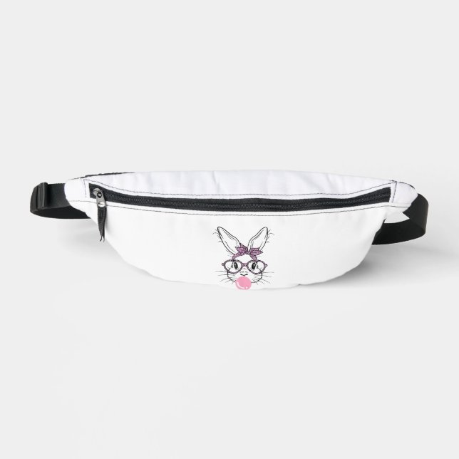 Bunny Face Leopard Glasses Bubble Gum Easter Day G Fanny Pack (Front)