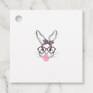 Bunny Face Leopard Glasses Bubble Gum Easter Day G Favor Tags