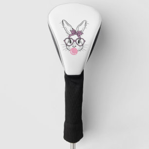 Bunny Face Leopard Glasses Bubble Gum Easter Day G Golf Head Cover