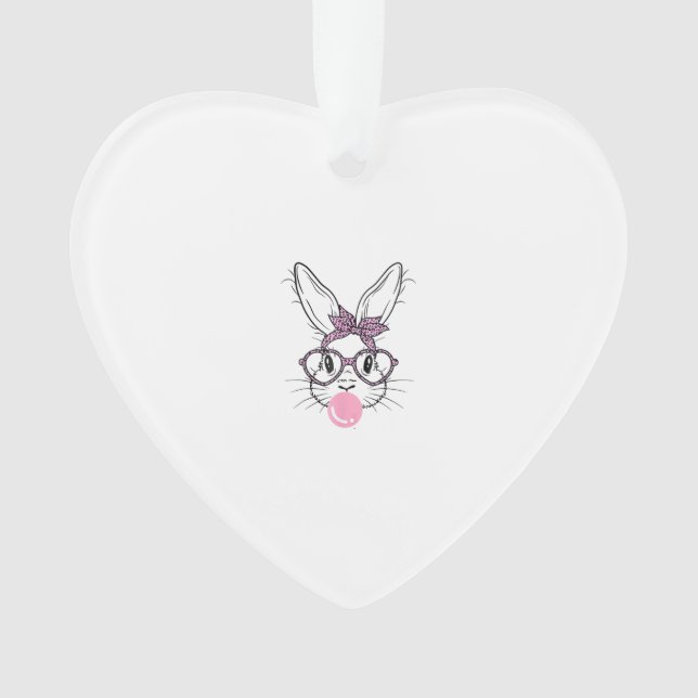 Bunny Face Leopard Glasses Bubble Gum Easter Day G Ornament (Front)