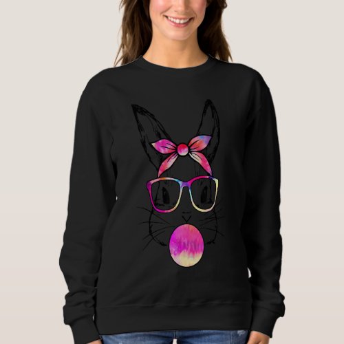 Bunny Face Leopard Glasses Bubble Gum Easter Day G Sweatshirt