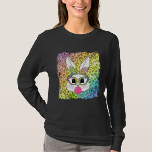 Bunny Face Leopard Glasses Bubble Gum Easter Day G T-Shirt