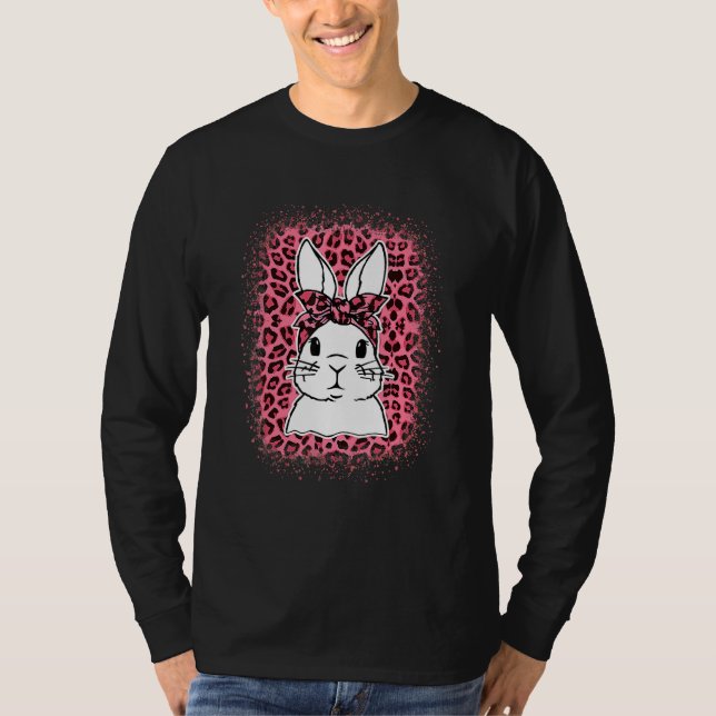 Bunny Face Leopard Pink Glasses Easter Day 2022 Wo T-Shirt (Front)