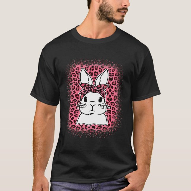 Bunny Face Leopard Pink Glasses Easter Day 2022 Wo T-Shirt (Front)