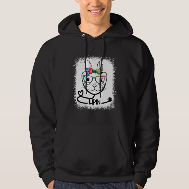 Bunny Face LPN Glasses Nurse Easter Day Hoodie (Front)