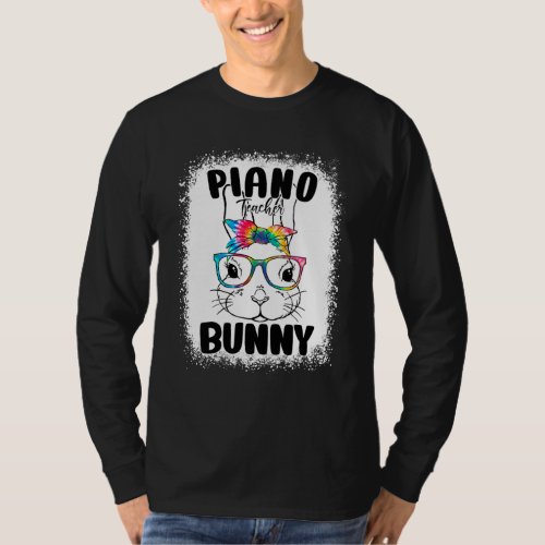 Bunny Face Piano Teacher Glasses Teacher Easter Da T_Shirt