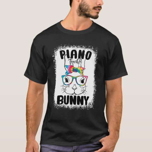 Bunny Face Piano Teacher Glasses Teacher Easter Da T_Shirt