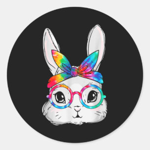 Bunny Face Sunglasses Tie Dye Glasses Headband Eas Classic Round Sticker