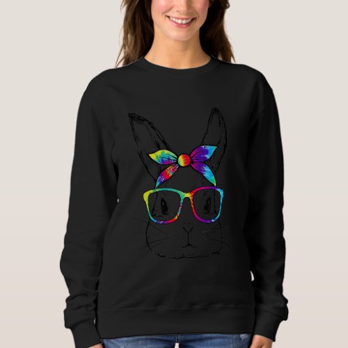 Bunny Face Sunglasses Tie Dye Glasses Headband Eas Sweatshirt