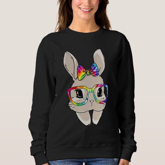 Bunny Face Sunglasses Tie Dye Glasses Headband Eas Sweatshirt (Front)