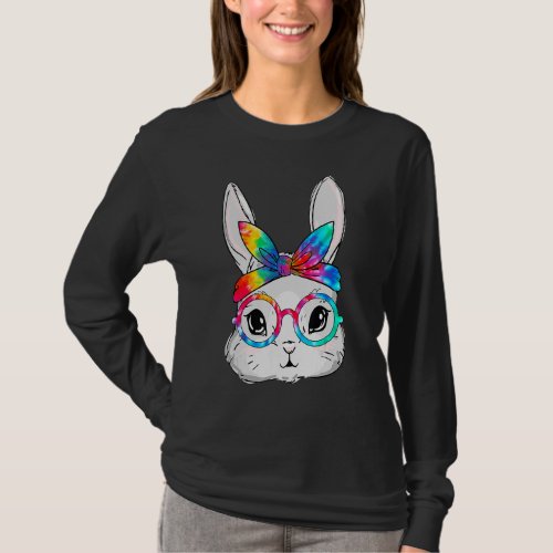 Bunny Face Sunglasses Tie Dye Glasses Headband Eas T_Shirt