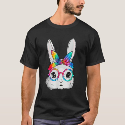 Bunny Face Sunglasses Tie Dye Glasses Headband Eas T_Shirt