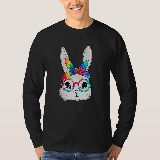 Bunny Face Sunglasses Tie Dye Glasses Headband Eas T-Shirt (Front)