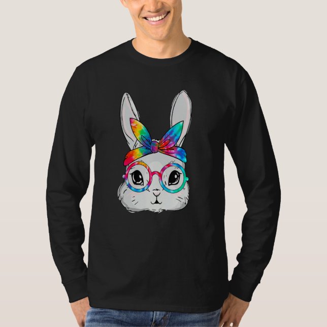 Bunny Face Sunglasses Tie Dye Glasses Headband Eas T-Shirt (Front)