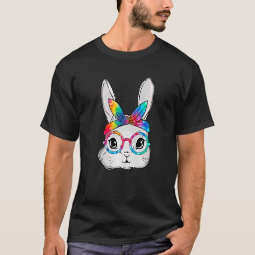 Bunny Face Sunglasses Tie Dye Glasses Headband Eas T_Shirt