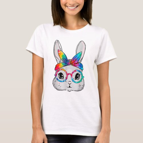 Bunny Face Sunglasses Tie Dye Glasses Headband Eas T_Shirt