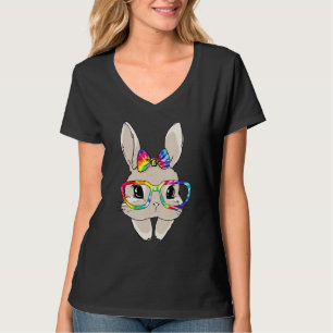 Bunny Face Sunglasses Tie Dye Glasses Headband Eas T-Shirt