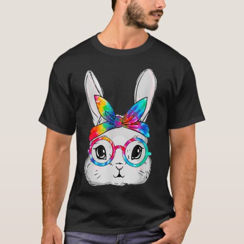 Bunny Face Sunglasses Tie Dye Glasses Headband Eas T_Shirt