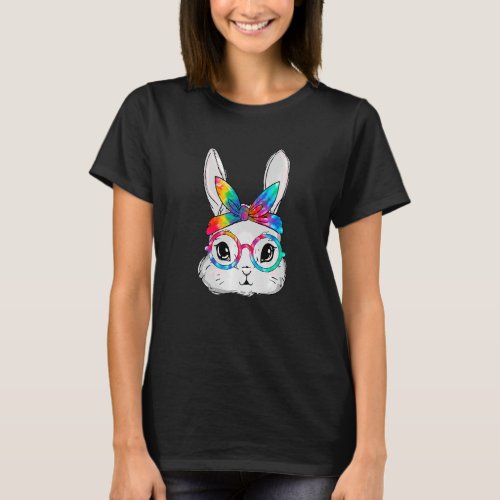 Bunny Face Sunglasses Tie Dye Glasses Headband Eas T_Shirt