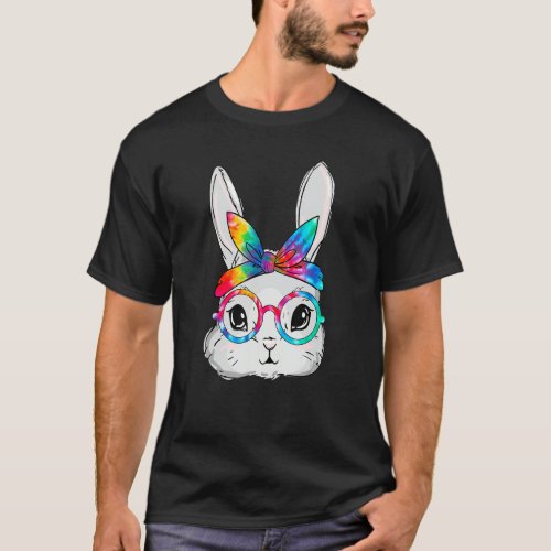 Bunny Face Sunglasses Tie Dye Glasses Headband Eas T_Shirt