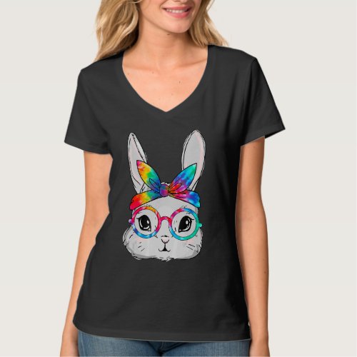 Bunny Face Sunglasses Tie Dye Glasses Headband Eas T_Shirt