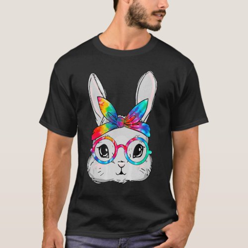 Bunny Face Sunglasses Tie Dye Glasses Headband Eas T_Shirt